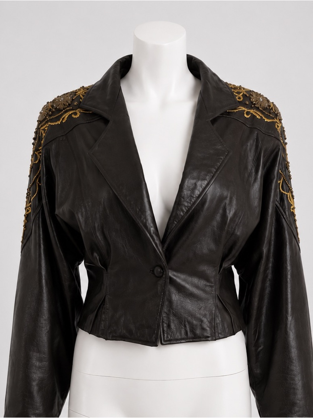 Vintage 80s  Erez Embroidered leather jacket
